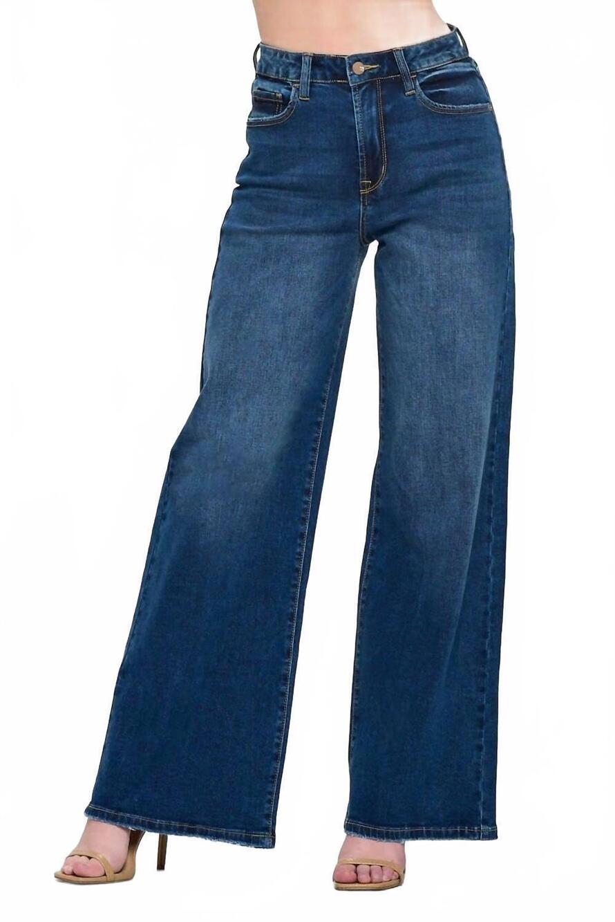 NEW I&M JEANS high rise wide leg straight fit jeans in dark blue